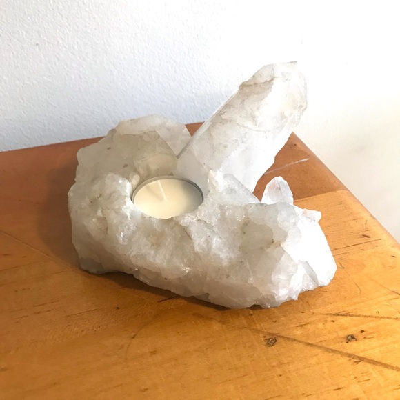 White Quartz Crystal Votive Candleholder